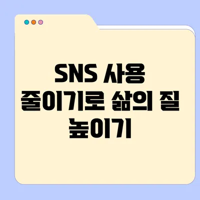 SNS 사용 줄이기로 삶의 질 높이기