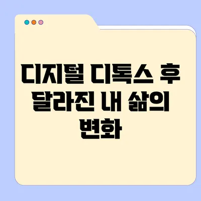 디지털 디톡스 후 달라진 내 삶의 변화