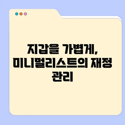 지갑을 가볍게, 미니멀리스트의 재정 관리